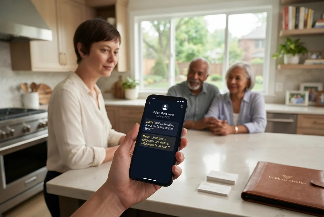 One real estate call switching naturally between English and Spanish.
