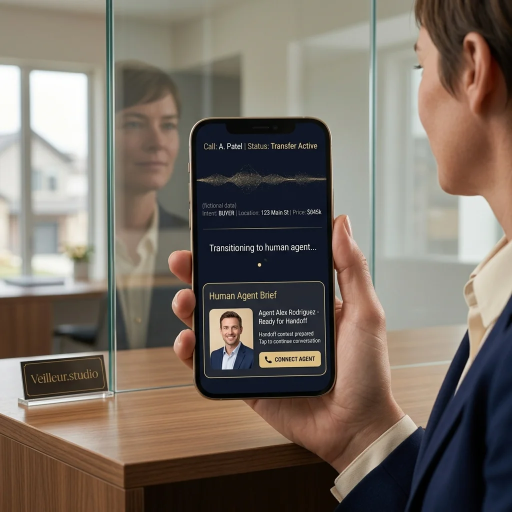 AI conversation transferring to a human real estate agent.